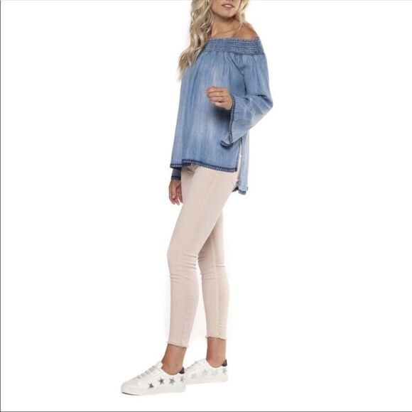 Dex off shoulder tencel chambray denim shirt S - Picture 3 of 12